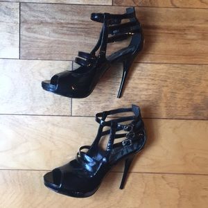 Super sexy strappy platforms. Size 7.5